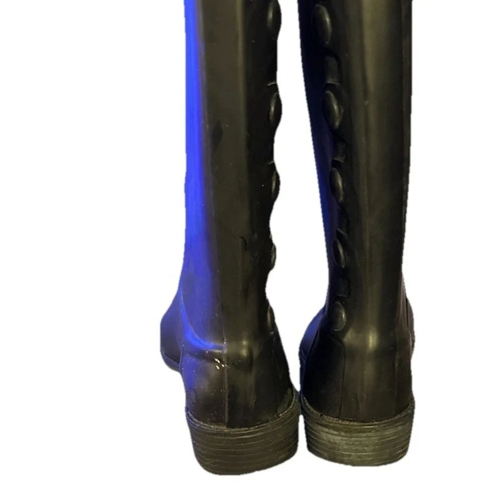 Sam Edelman Womens Ximon Tall Rubber Rain Boots Black Size 9M Pull-on Waterproof